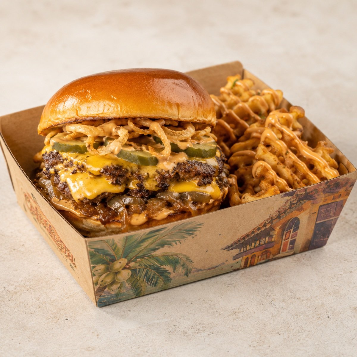 Cheeseburger and fries