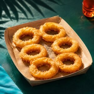 Six golden onion rings